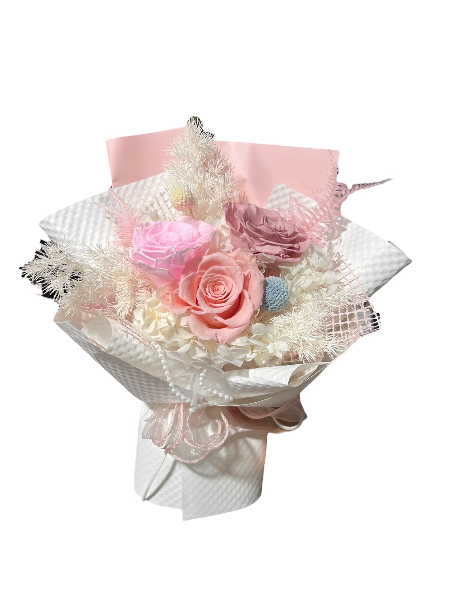 Preserved Bouquet w Gift Bag Pink 3