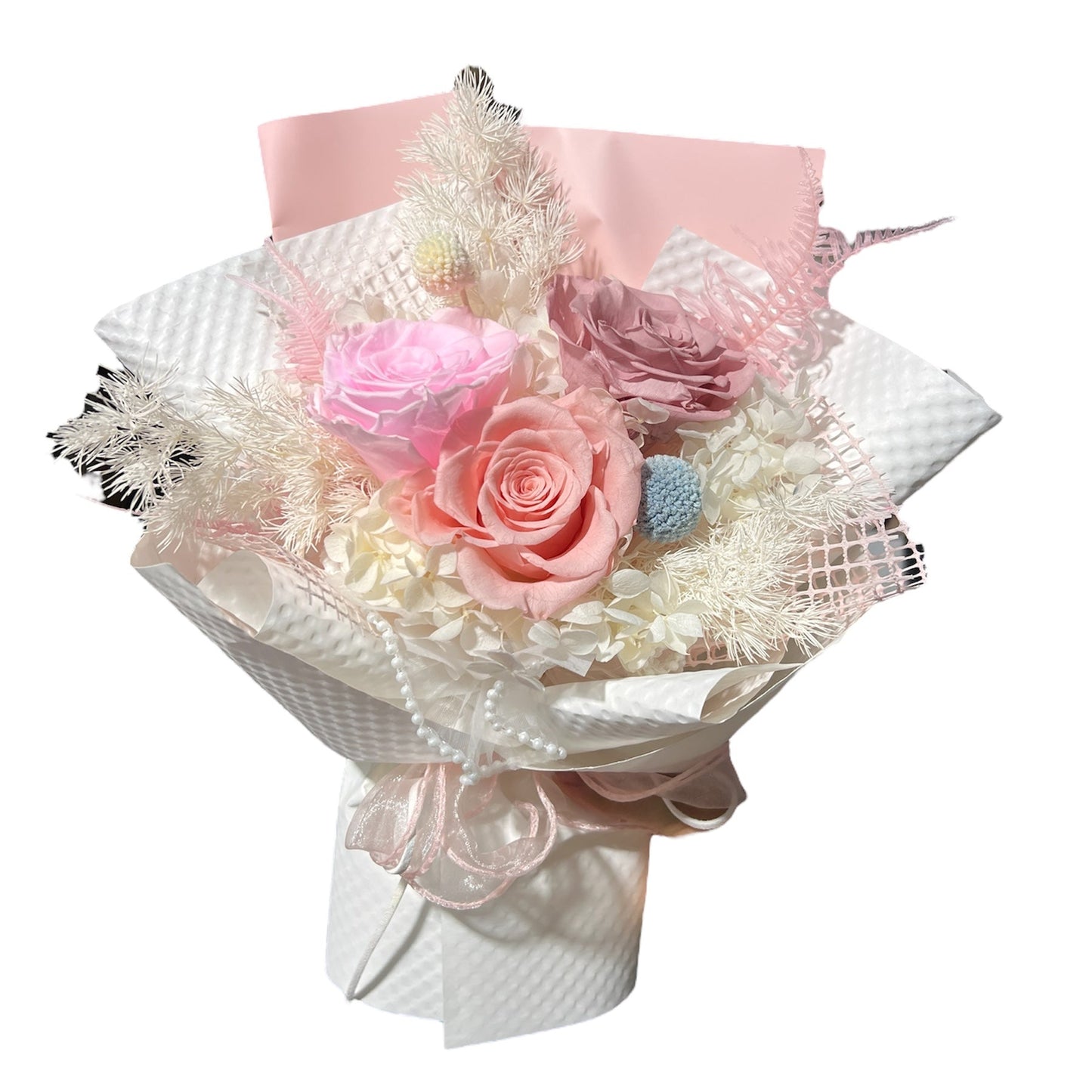 Preserved Bouquet w Gift Bag Pink 3