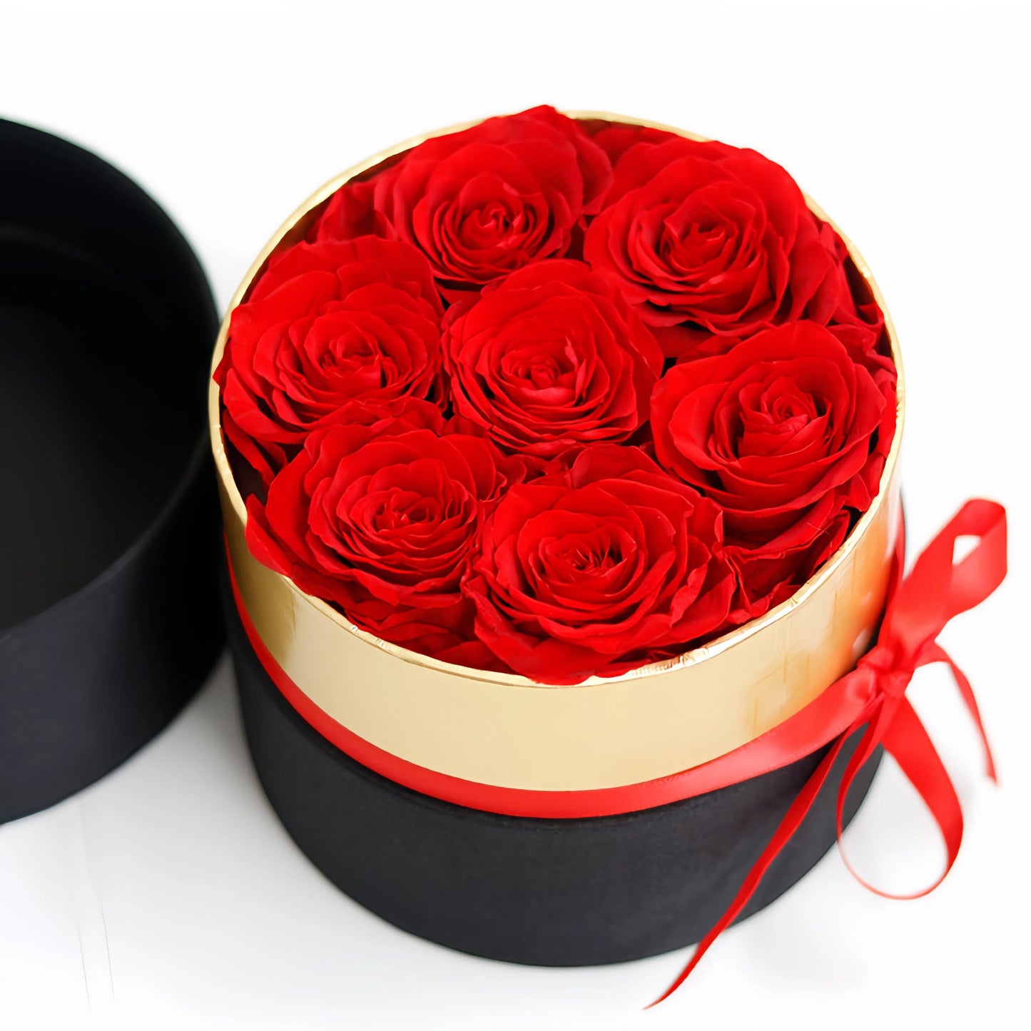 Roses in Black Hat Box Red Small