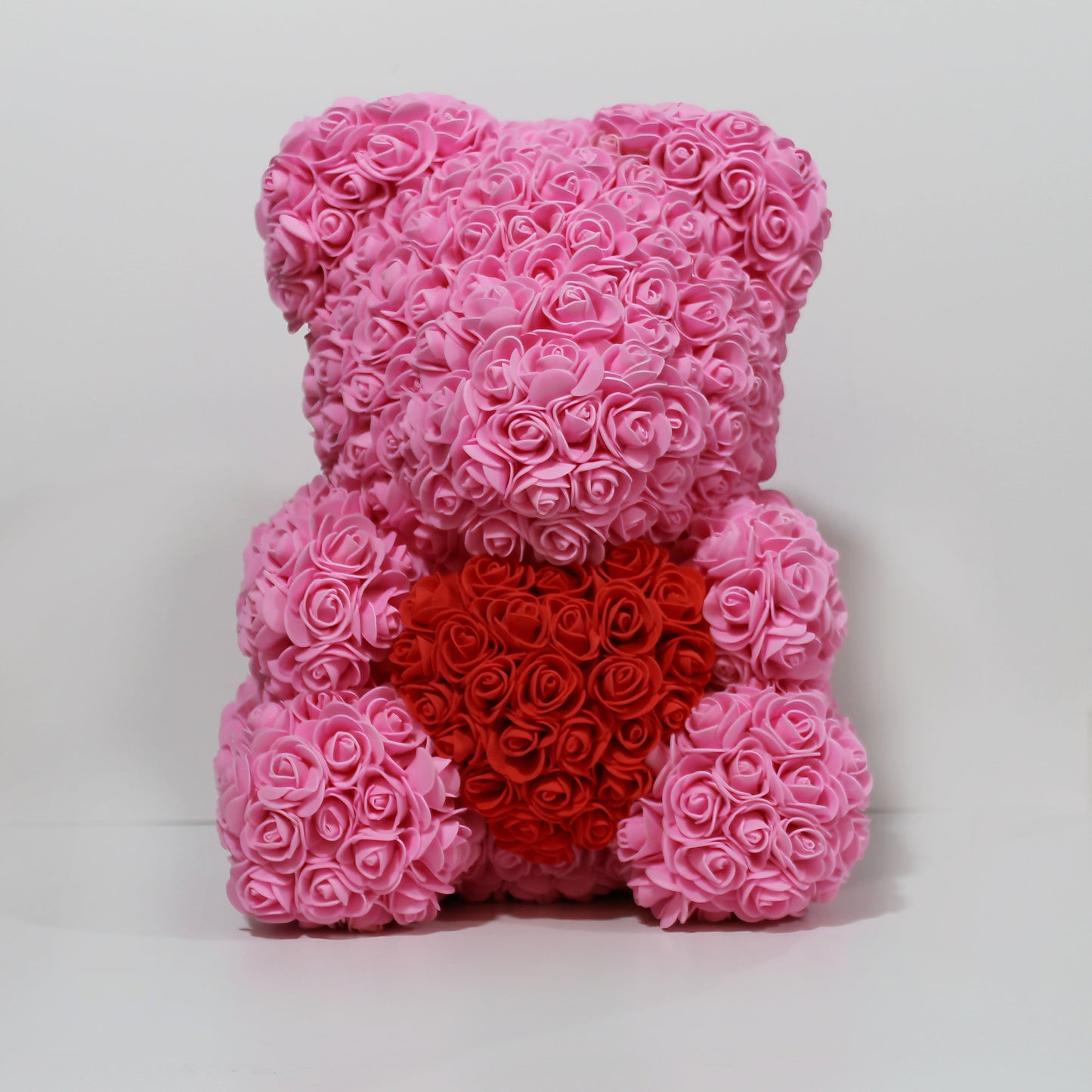 Rose Bear w Heart Pink (40cmH)