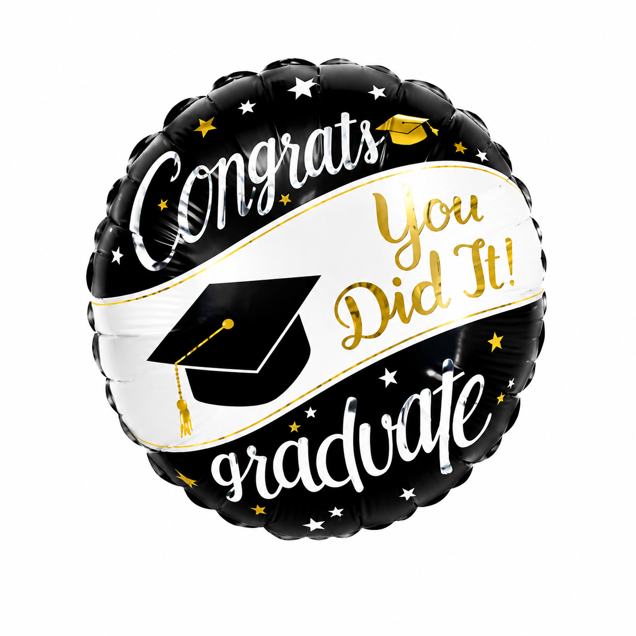 Foil Balloon 9" Congrats Grad Black&White