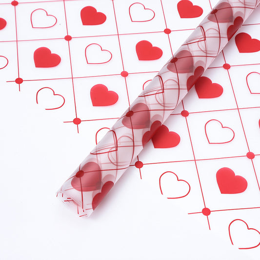 Frosted Paper w Heart Printed (50x70cm) 50mic pk100