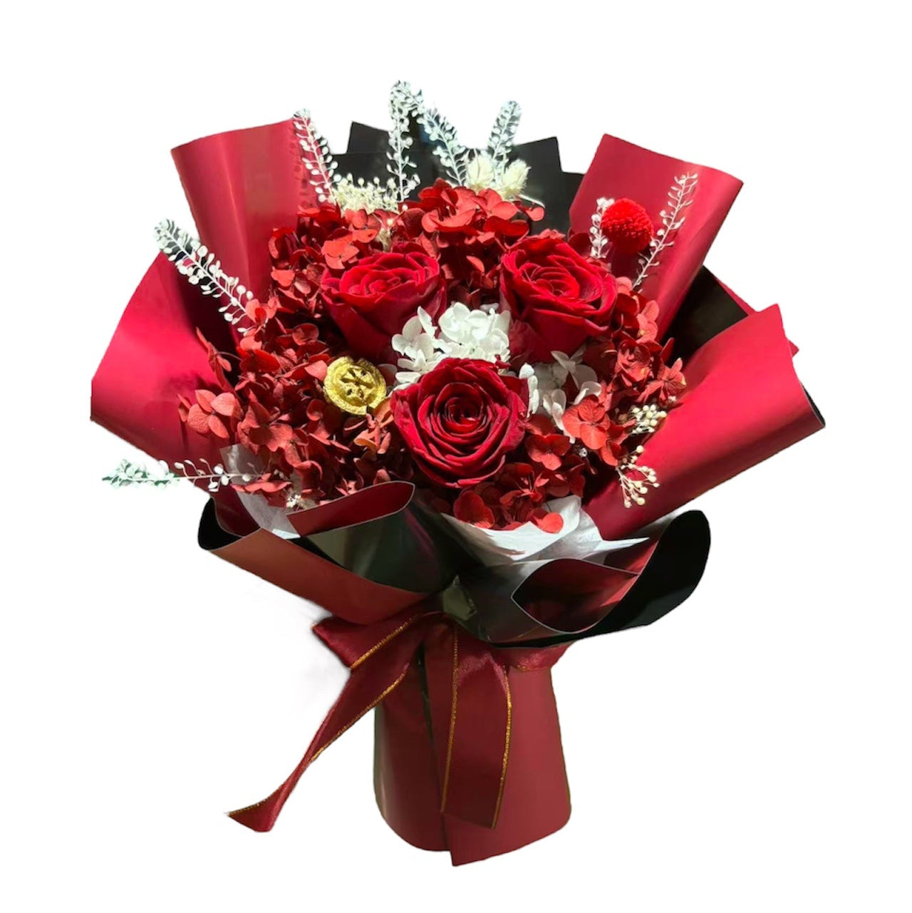 Preserved Bouquet w Gift Bag Red/R