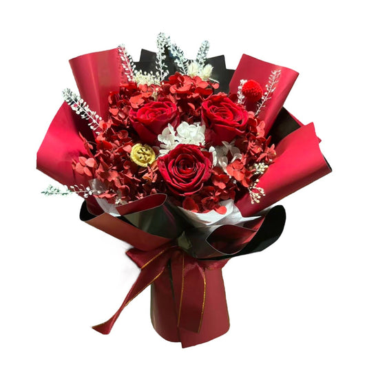 Preserved Bouquet w Gift Bag Red/R