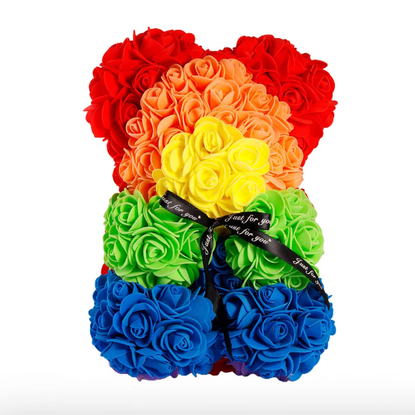 Rose Bear Rainbow (25cmH)