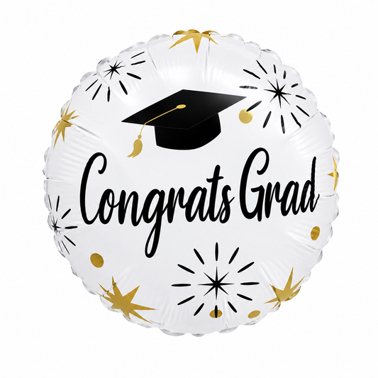 Foil Balloon 9" Congrats Grad White