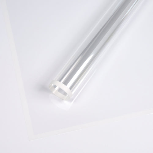 Cello Clear w Border White Wrapping Paper 58x58cm 50mic Pk50