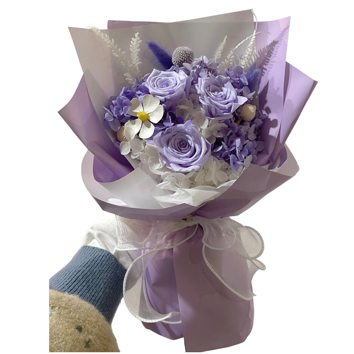 Preserved & dried flower bouquet (with gift box) Purple Gift