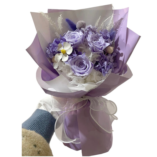 Preserved & dried flower bouquet (with gift box) Purple