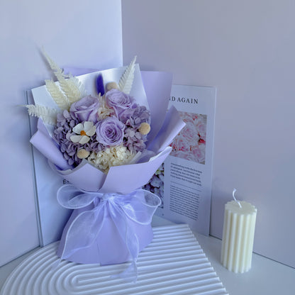 Preserved & dried flower bouquet (with gift box) Purple Gift