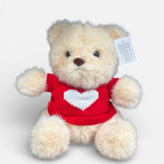 Heart Knit Teddy Bear Beige (20cmST)