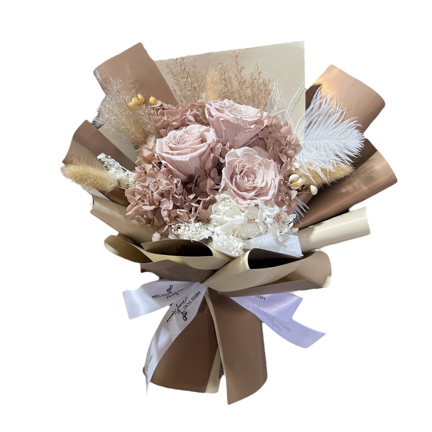 Preserved & dried flower bouquet (with gift bag) Brown Gift