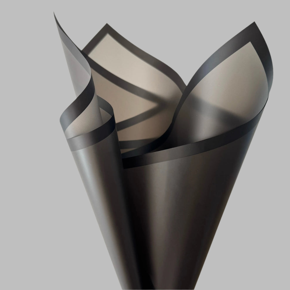 Frosted Paper w Border Black (58x58cm) 50mic Pk100 – Flowers Factory