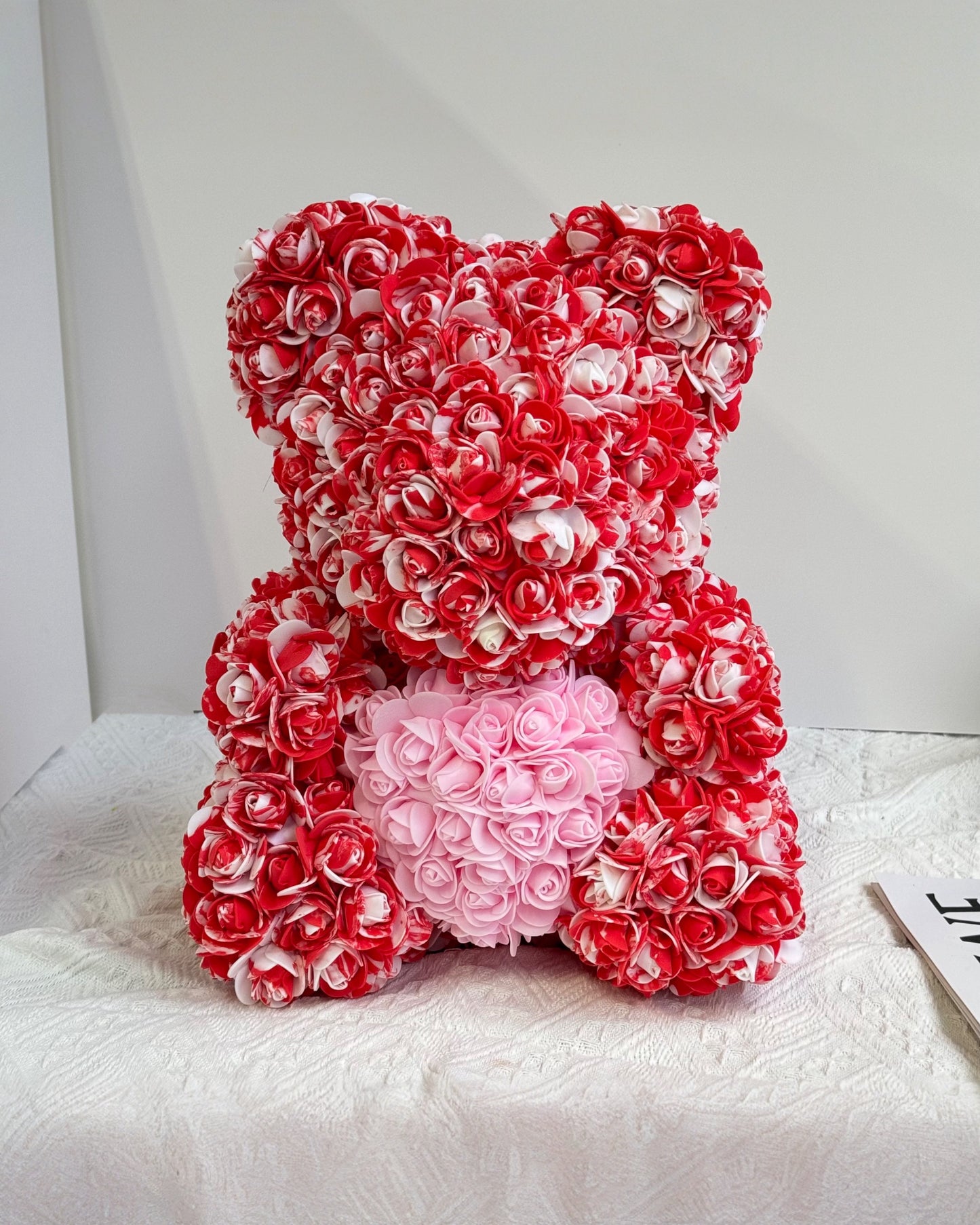 Rose Bear w Pink Heart RED (40cmH) Artificial Flower