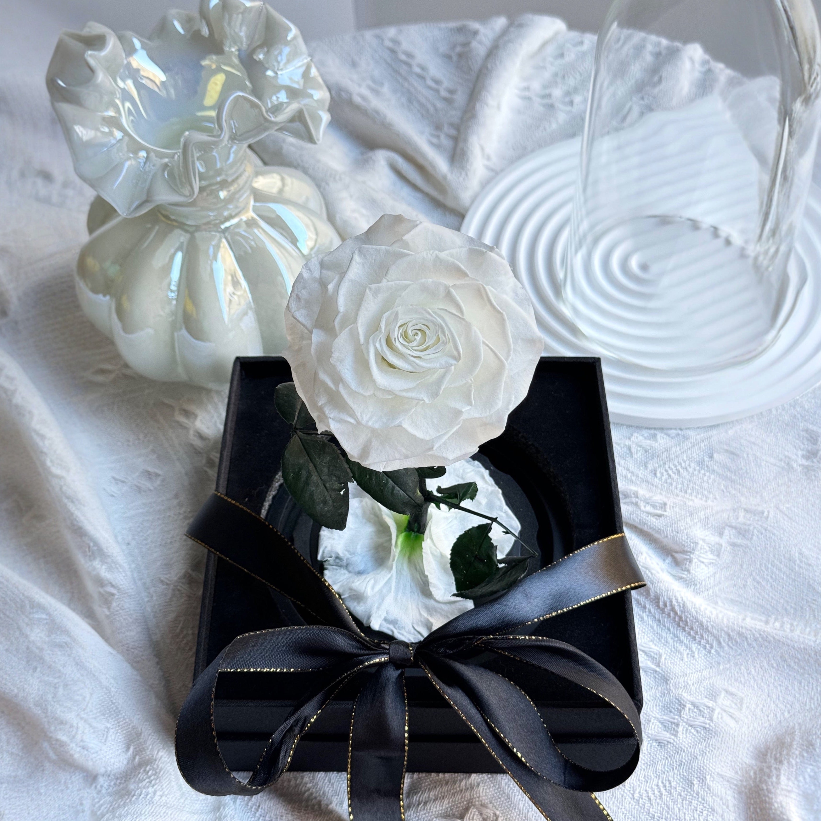 Dome White Roses Small Rosé Dome White Gift Box - Elegant Preserved Rose Gift | Unique ...
