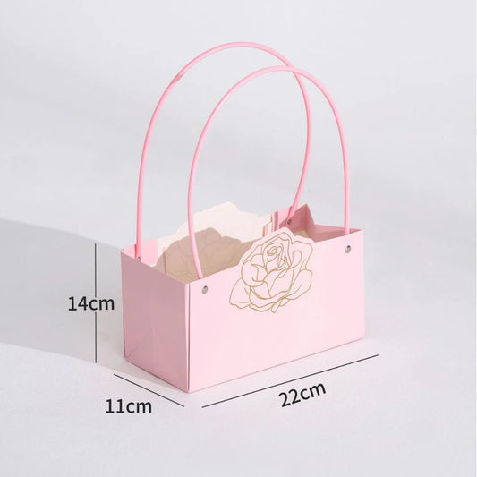 Rose Foil-Stamped Flower Bag Pink (22x11x14cmH) Pk5