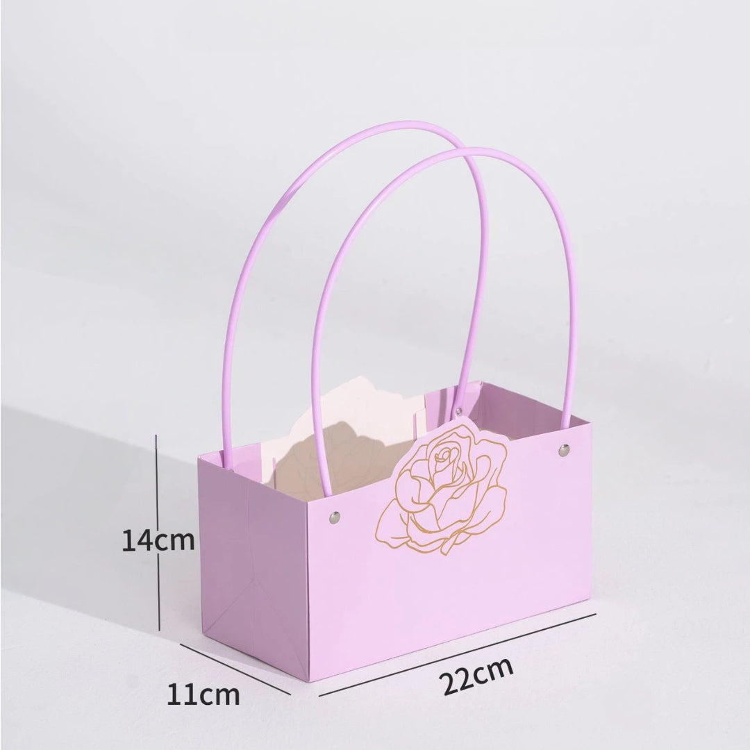 Rose Foil-Stamped Flower Bag Lilac (22x11x14cmH) Pk5