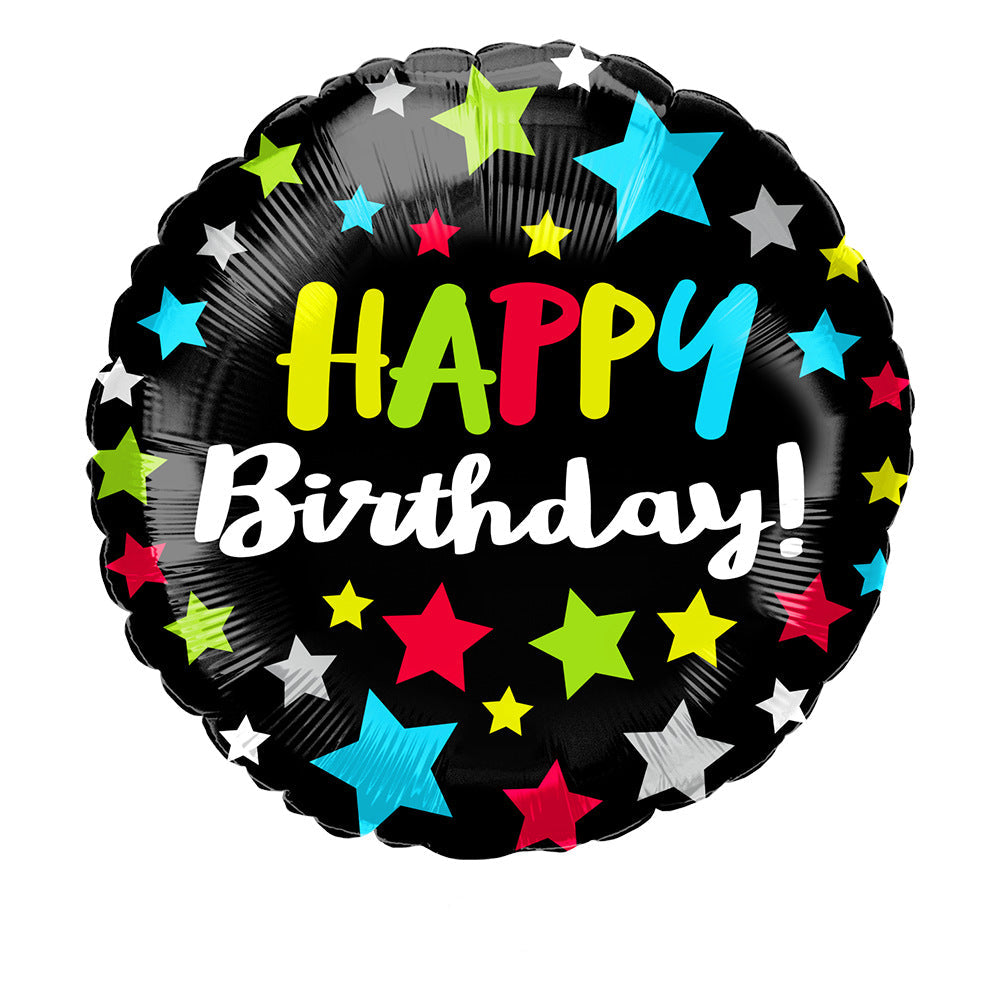 Foil Balloon 9" Happy Birthday Black