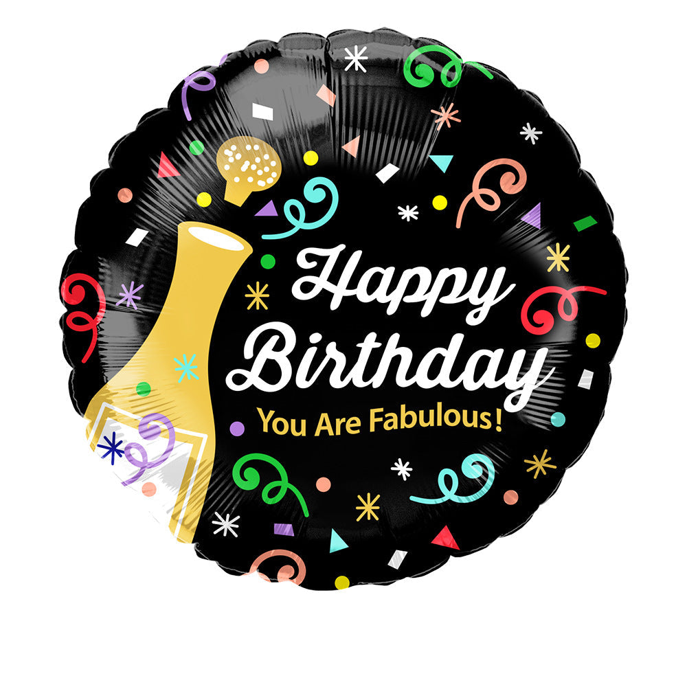 Foil Balloon 9" Happy Birthday Black